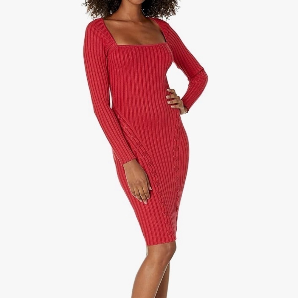 Guess GUESS Women's Long Sleeve Rib Lace Up Sonoma Dress